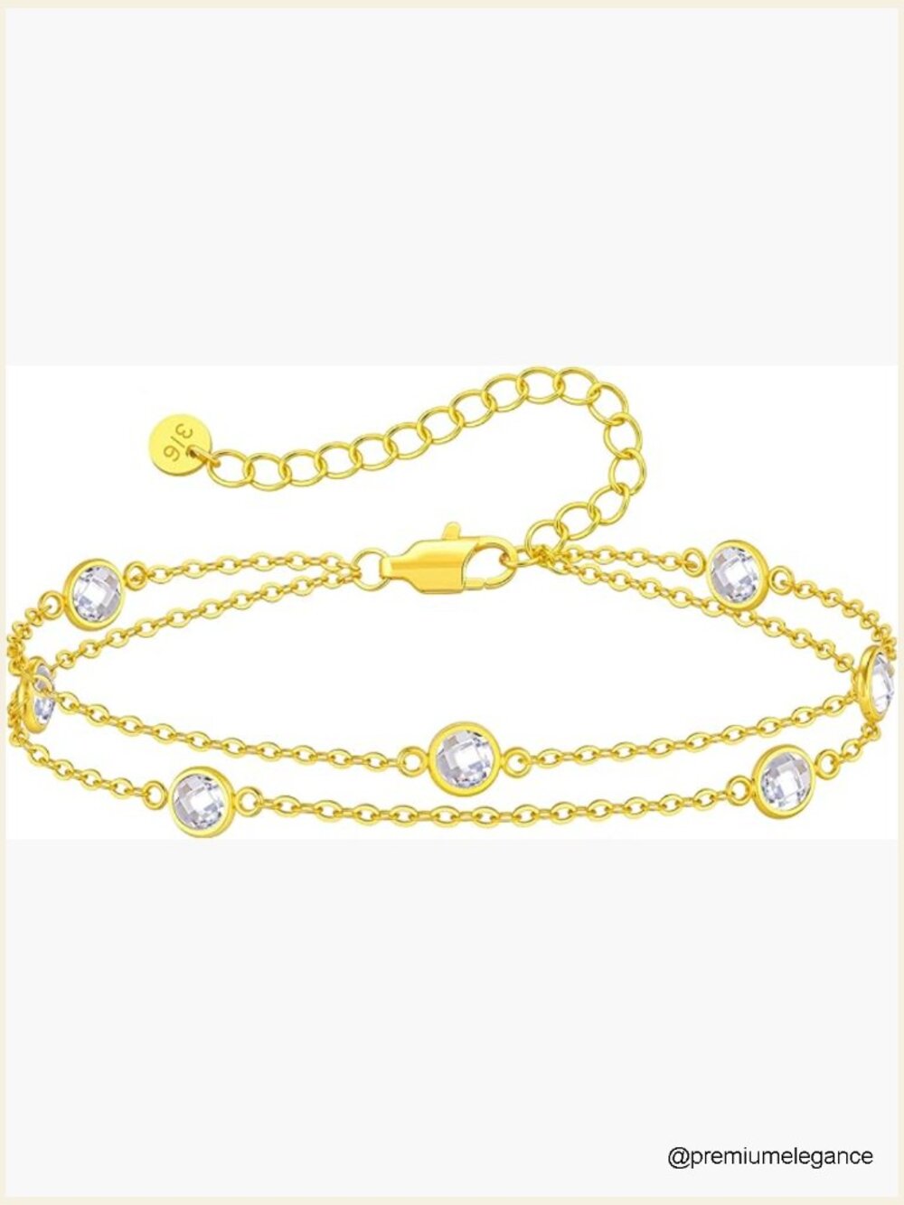 Two-Layer Birthstone Charm Bracelet, 18K Gold Plated, Hypoallergenic &